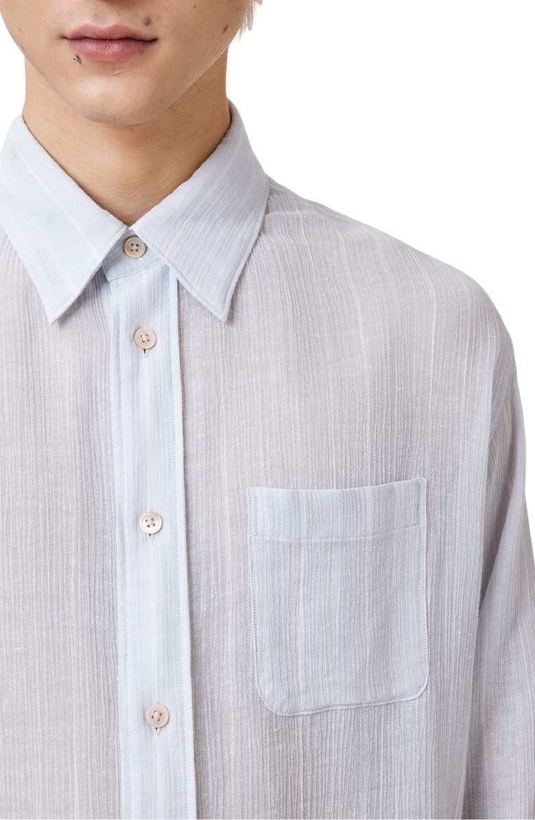 AllSaints Holme Crinkled Cotton & Linen Button-Up Shirt, Alternate, color,
