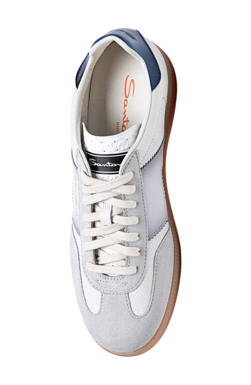 Santoni Dbs Leather And Suede Sneakers In White