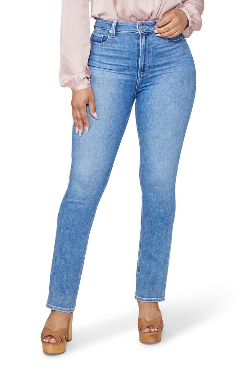 PAIGE Flaunt Knockout Curvy High Waist Straight Leg Jeans, Main, color,