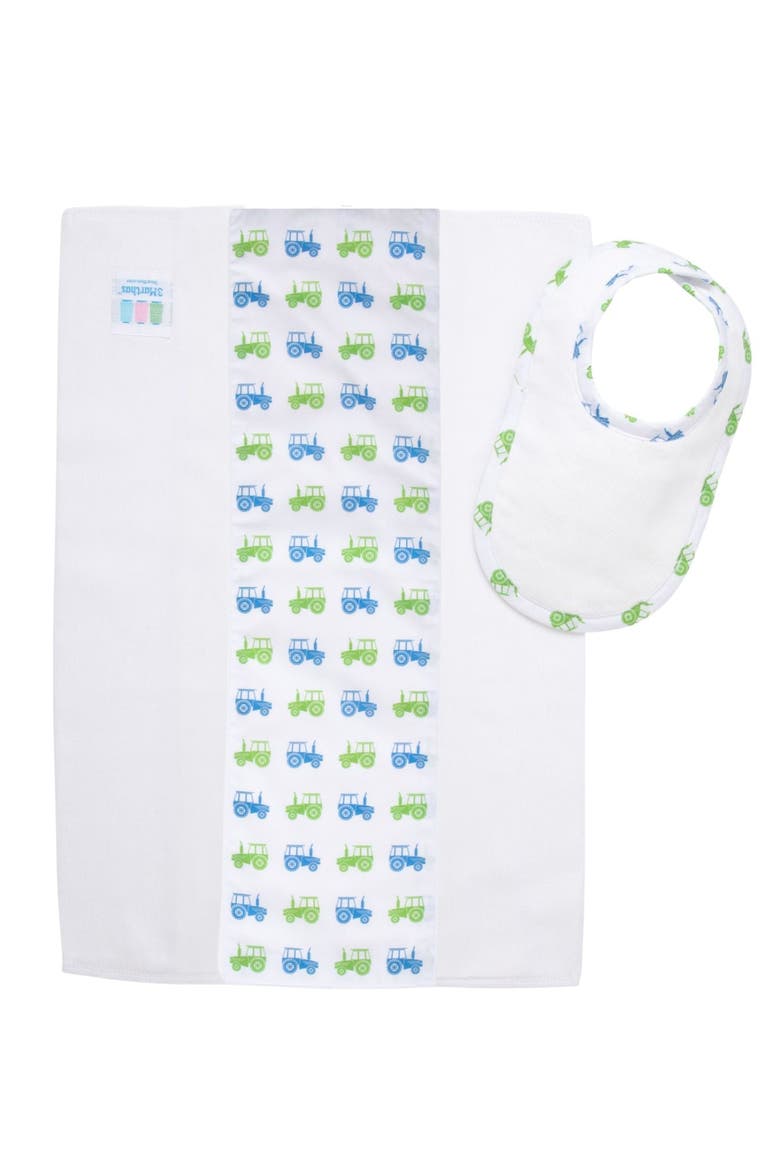 Print Drooler Bib & Burp Set, Alternate, color, Tractor Print