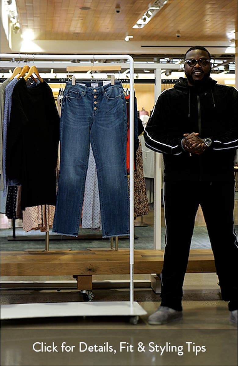 Marilyn High Waist Button Fly Raw Hem Straight Leg Jeans, sales video thumbnail