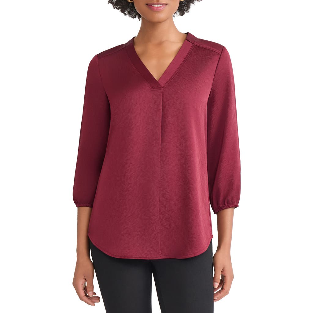 Jones New York Textured Tunic In Burgundy