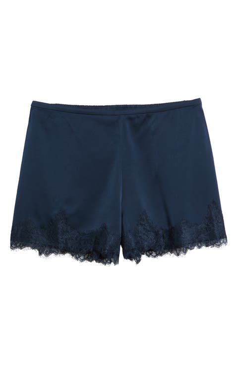 Elaine Lace Trim Matte Satin Shorts