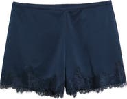 WAYF Elaine Lace Trim Matte Satin Shorts