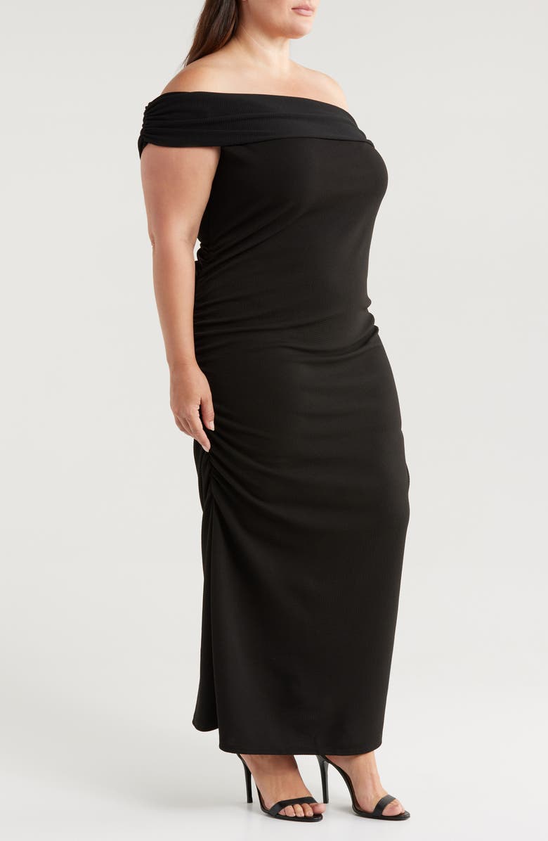 24seven Comfort Apparel One-Shoulder Maxi Dress, Alternate, color, Black