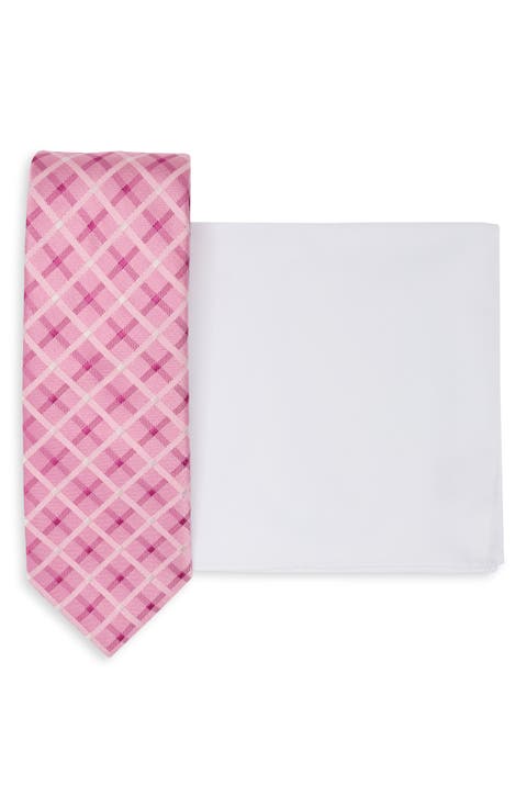 2-Piece Check Tie & Pocket Square Set