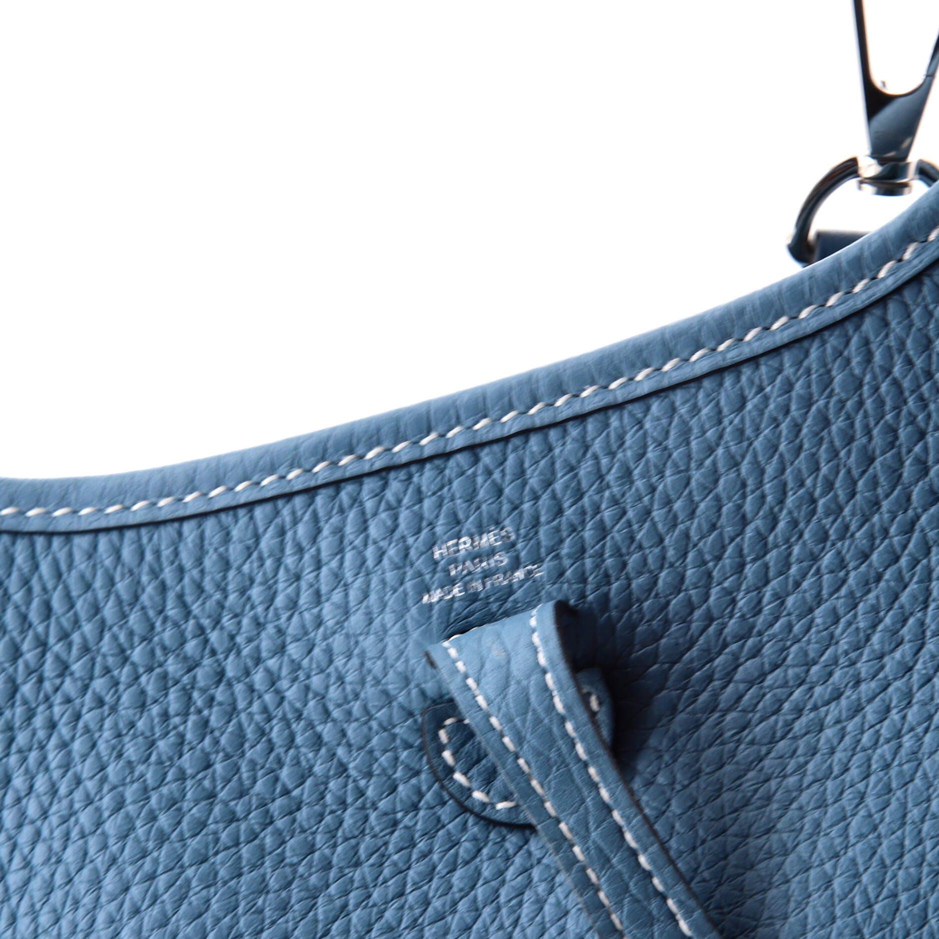 Pre-Owned Hermes Evelyne Bag Gen III Clemence TPM, Alternate, color, Bleu Jean