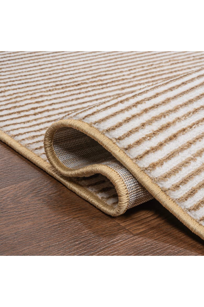 Cole Modern Minimalist Pinstripe High-Low Area Rug, Alternate, color, White/Gold
