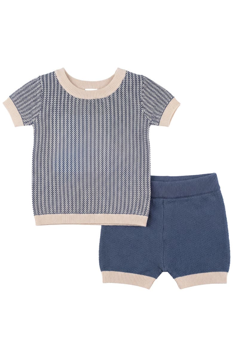 Clô 2 Piece Knit Set Short Sleeve Top and Shorts, Main, color, Moonlight
