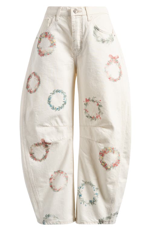 Free People Good Luck Floral Print Barrel Jeans In Multi