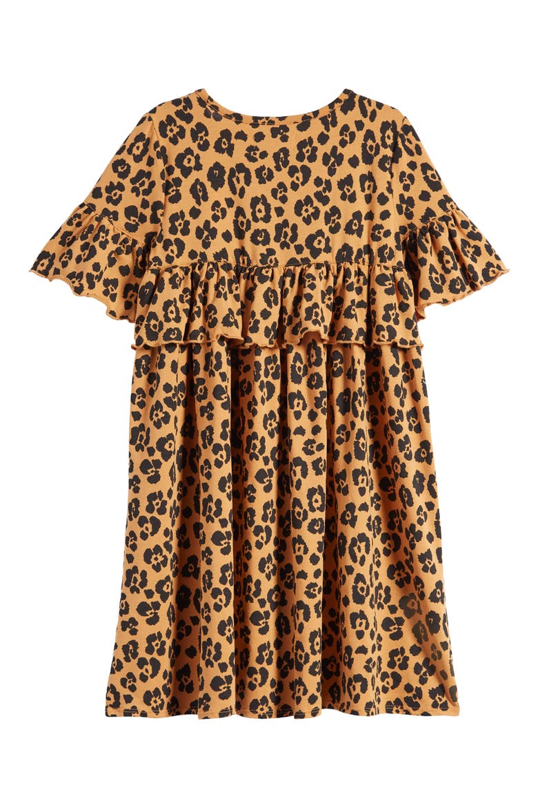 Kids' Ruffle Dress, Alternate, color, TAN BISCUIT CHEETAH