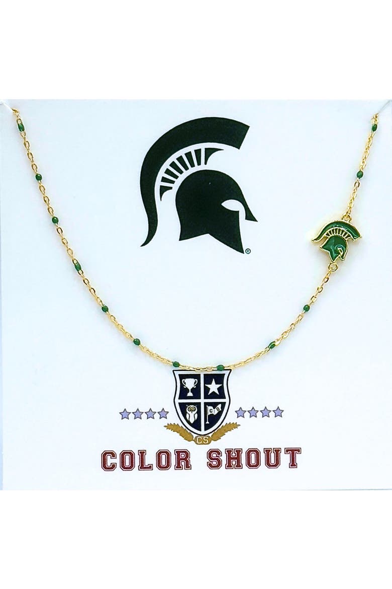Michigan State University Side Necklace, Main, color, Yellow Gold