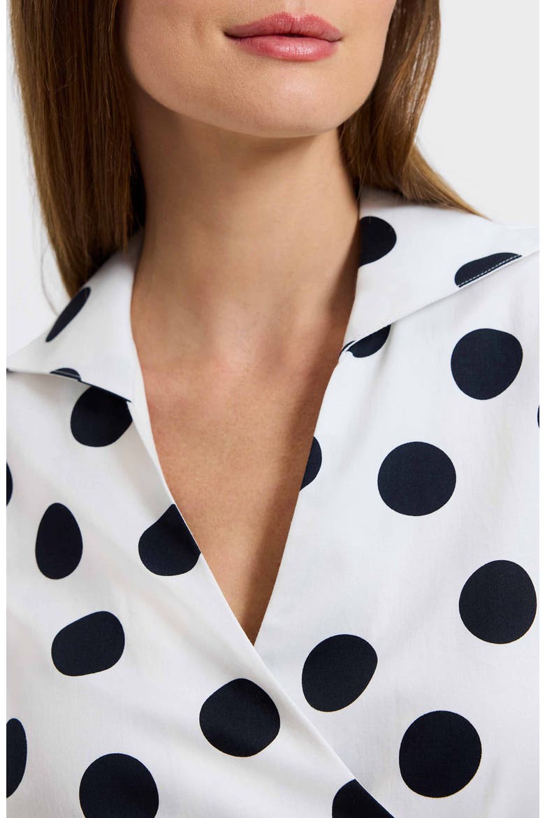 Salina Polka Dot Cotton Wrap Shirt, Alternate, color, WHITE/ BLACK