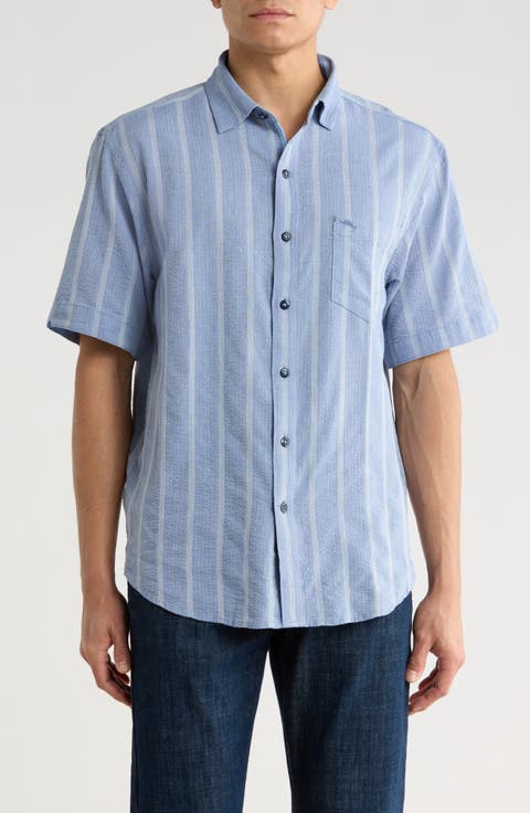 Nova Wave Short Sleeve Seersucker Button-Up Shirt