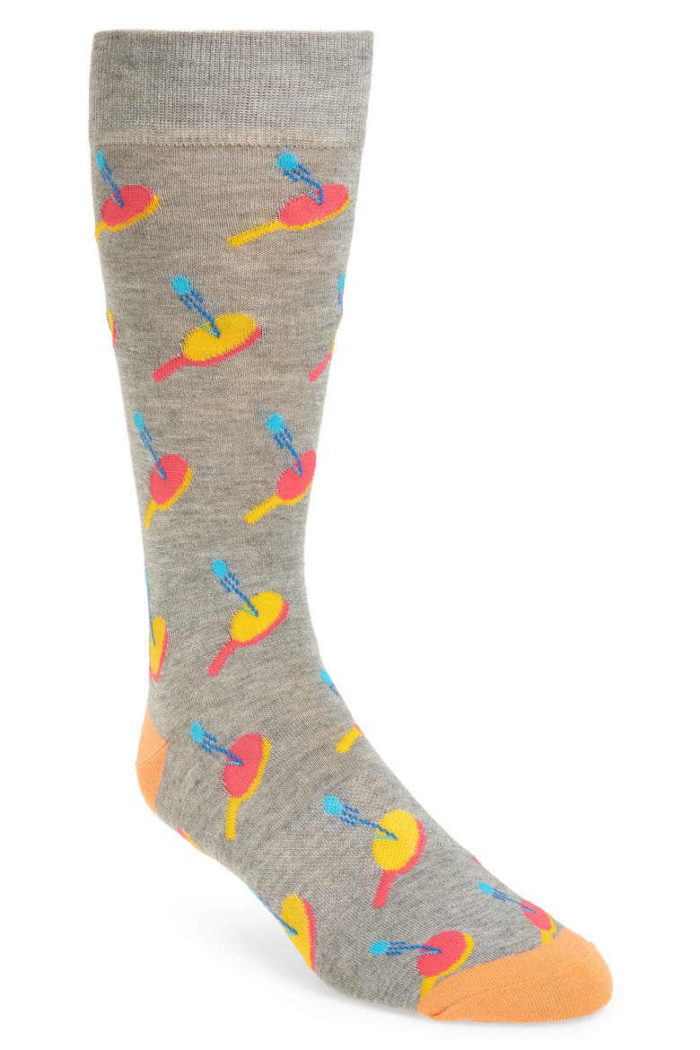 Paddle Ball Crew Socks, Main, color, MEDIUM GRAY