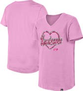 New Era Girl's Youth New Era Pink Carolina Hurricanes Flip Sequin V-Neck T-Shirt