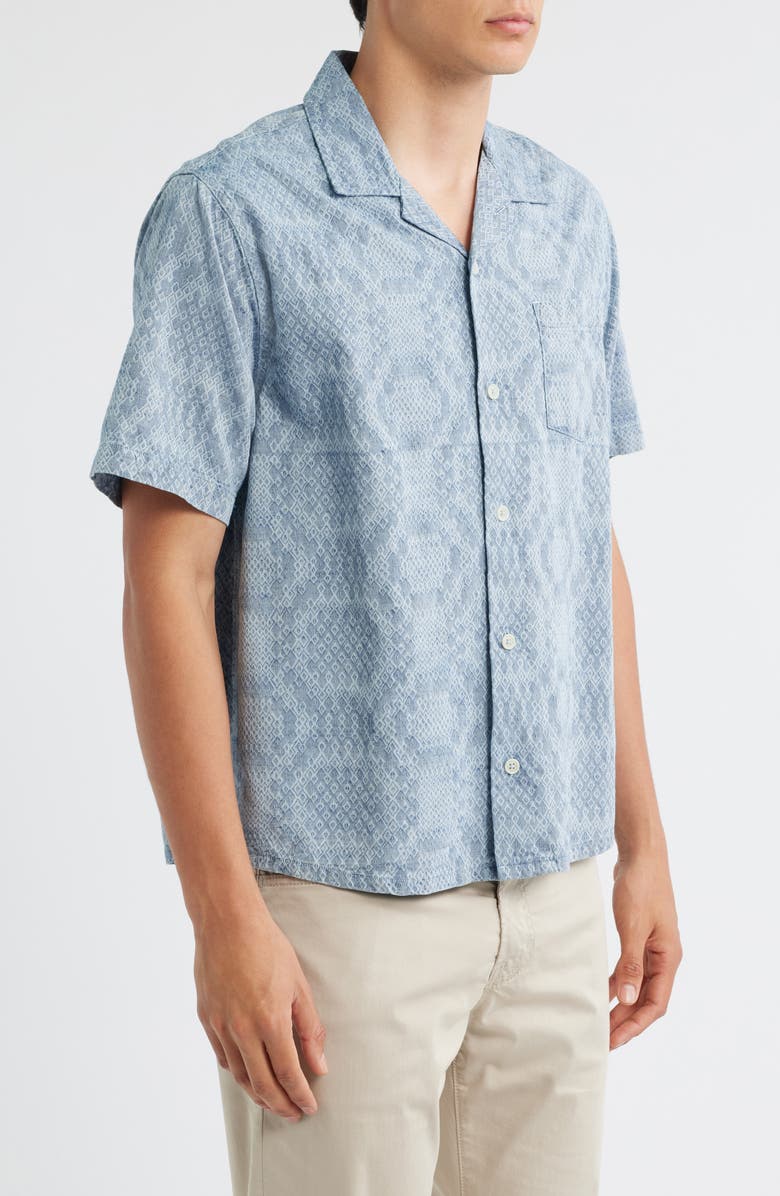 Corridor Diamond Jacquard Cotton Camp Shirt, Alternate, color, Blue