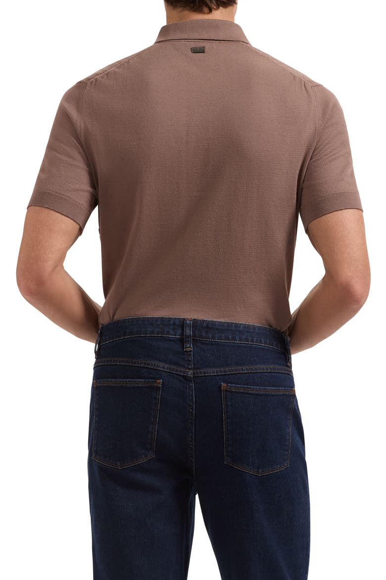 Basket Weave Knit Short Sleeve Cotton Full Button Cardigan, Alternate, color, TOBACCO