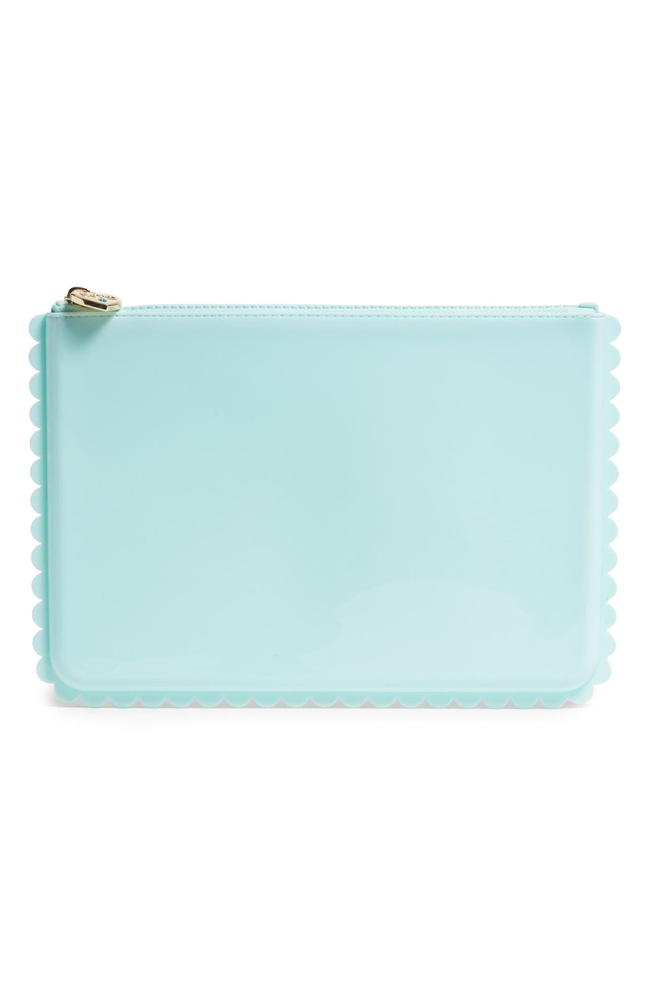 Stoney Clover Lane Jelly Scalloped Flat Pouch, Main, color, Sky