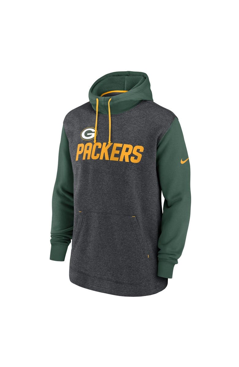 Nike Men's Nike Heathered Charcoal/Green Green Bay Packers Surrey Legacy Pullover Hoodie, Alternate, color, 