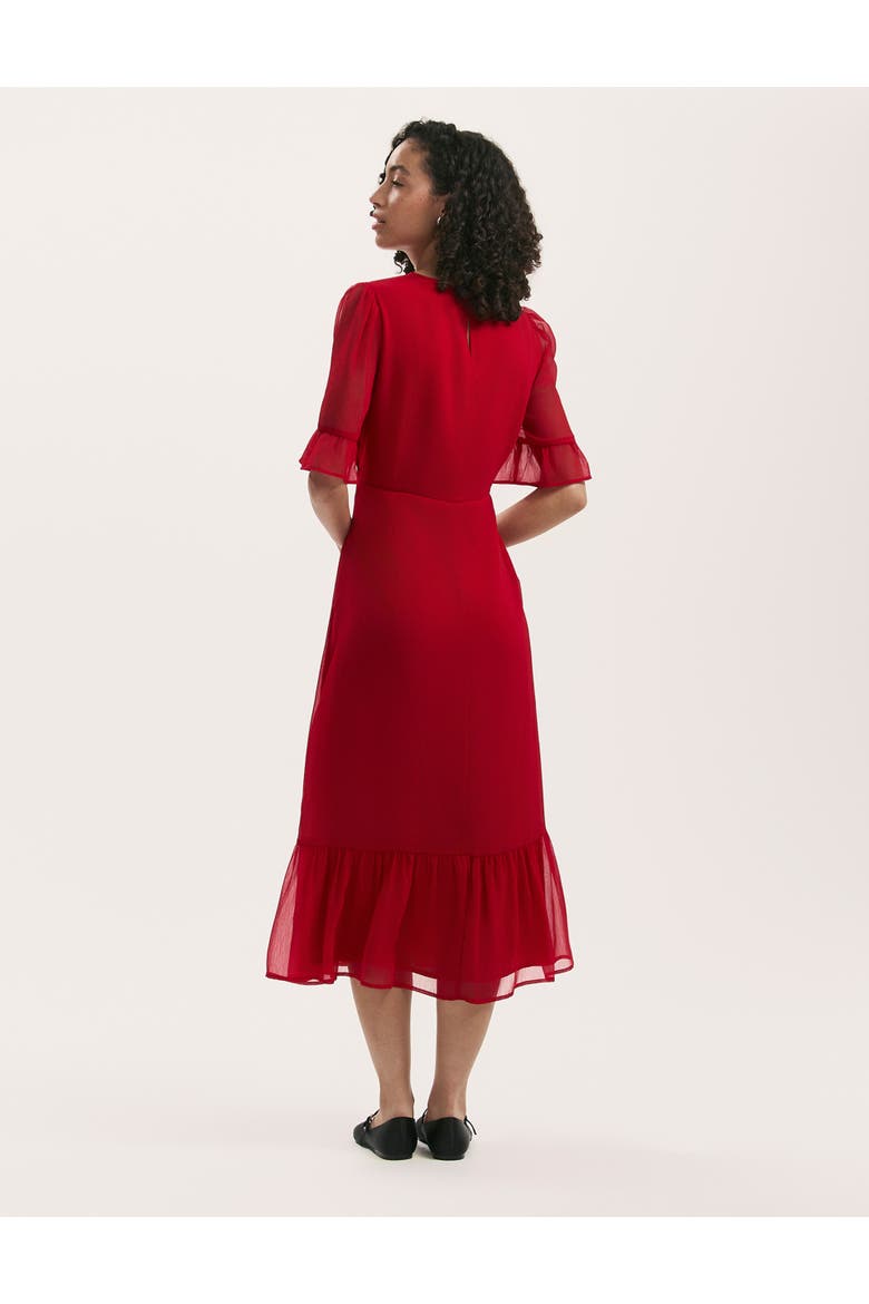 Jennifer Short Sleeve Chiffon Midi Dress, Alternate, color, Red