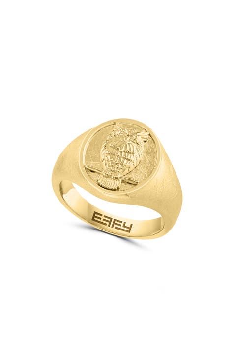 Men's Owl Signet Ring