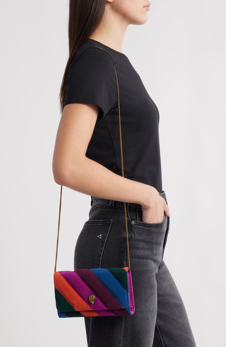 Kurt Geiger London Extra Mini Soho Quilted Colorblock Suede Clutch, Alternate, color, Purple Multi