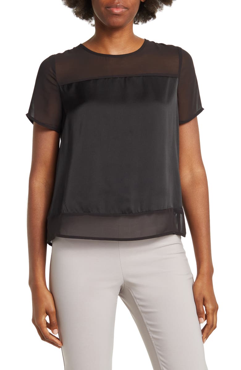DR2 by Daniel Rainn Satin Chiffon Tee, Main, color,