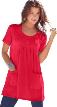 Roaman's Plus Size Two Pocket Soft Knit Swing Tunic