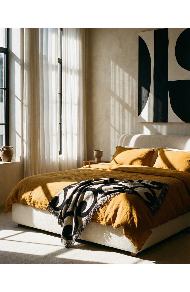 VILLA ABURI Mate Masie Cotton Knit Blanket, Alternate, color, Black And White