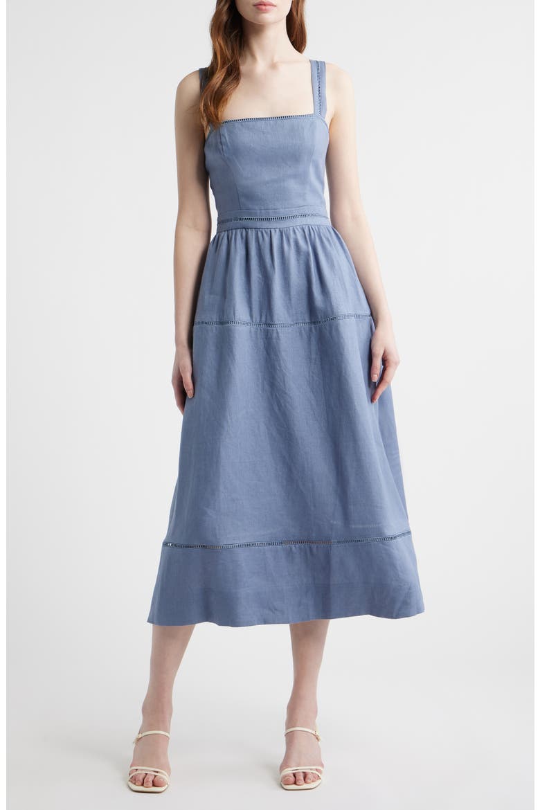 Everett Linen Midi Sundress, Alternate, color, CORNFLOWER