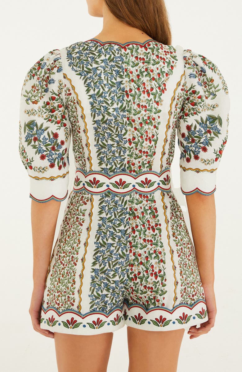 FARM Rio Fruit Beauty Euroflax<sup>™</sup> Llinen Mini Cut Out Romper, Alternate, color, Off-White