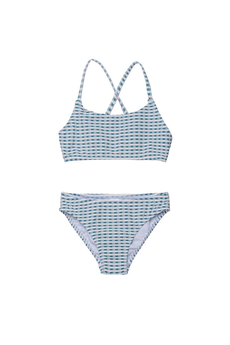 Forever Gingham Textured Criss Cross Strap Swim Set, Main, color, Green