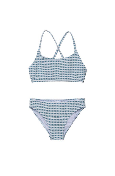 Forever Gingham Textured Criss Cross Strap Swim Set