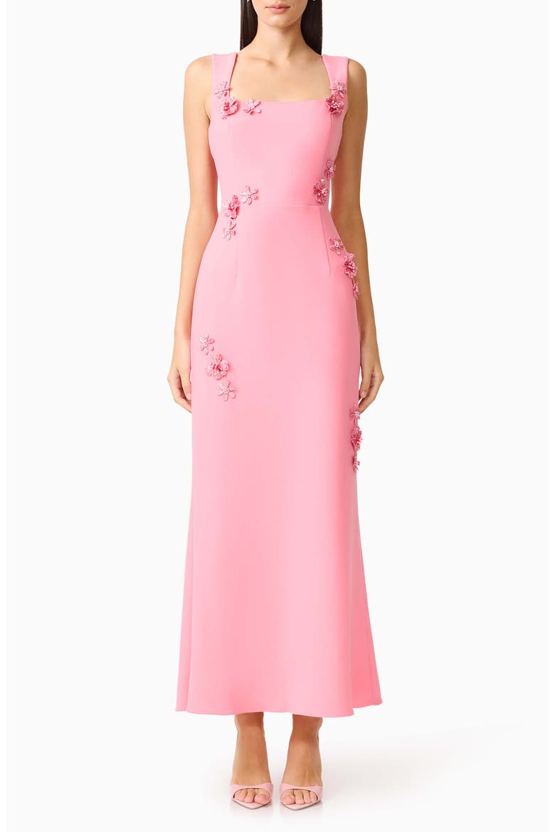 Hayley Beaded Floral Appliqué Sheath Gown, Main, color, PINK