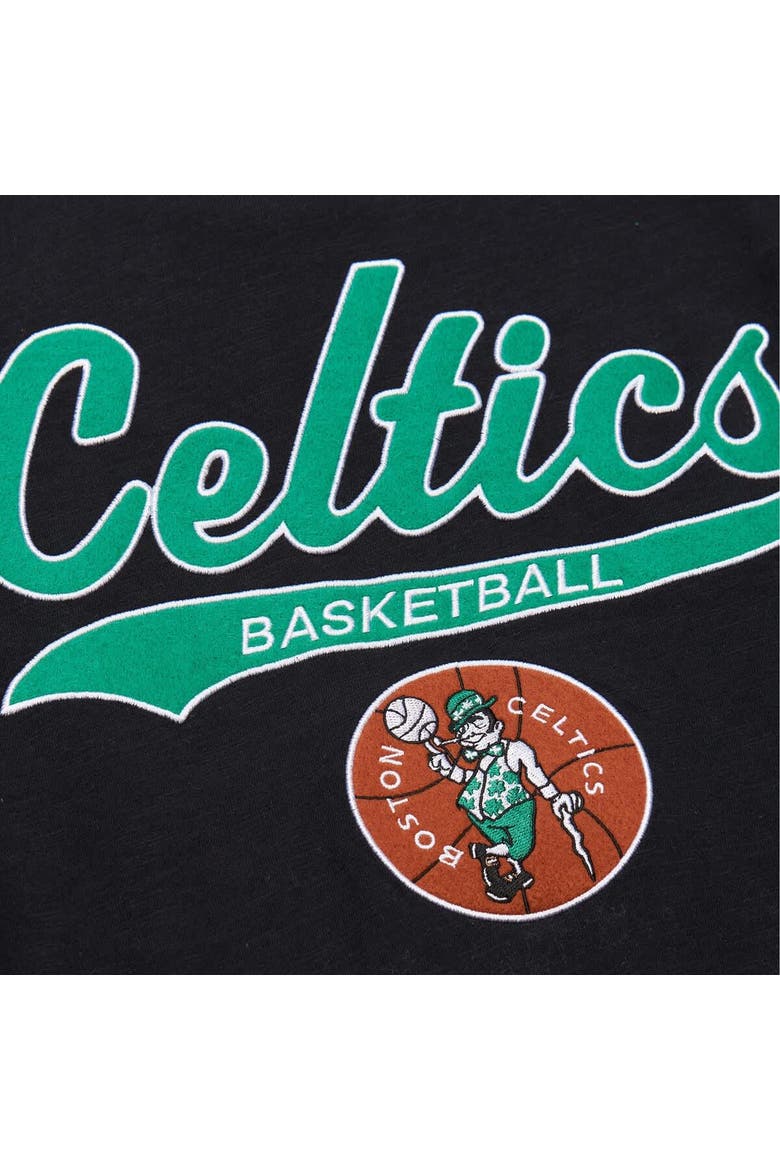 Men's Mitchell & Ness Black Boston Celtics Hardwood Classics Felt Applique Slub T-Shirt, Alternate, color, Black
