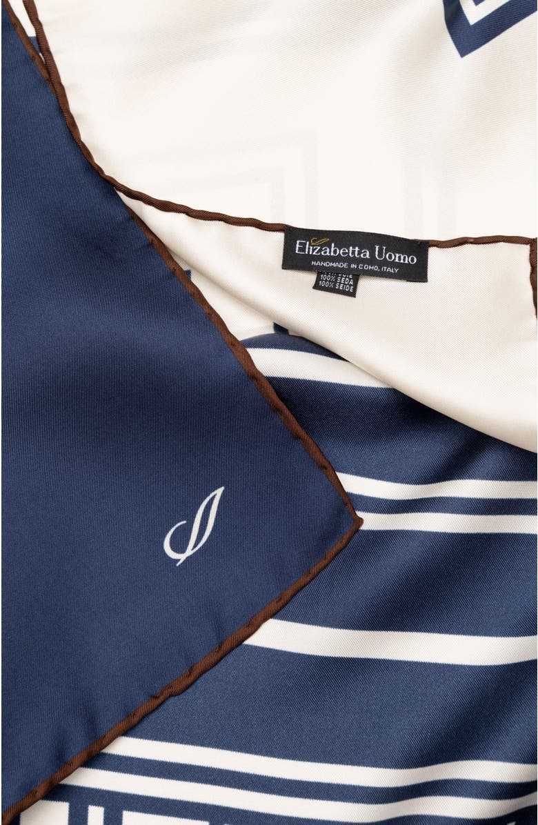 Elizabetta Lazio - Hand Rolled Silk Neckerchief for Men, Alternate, color, Navy