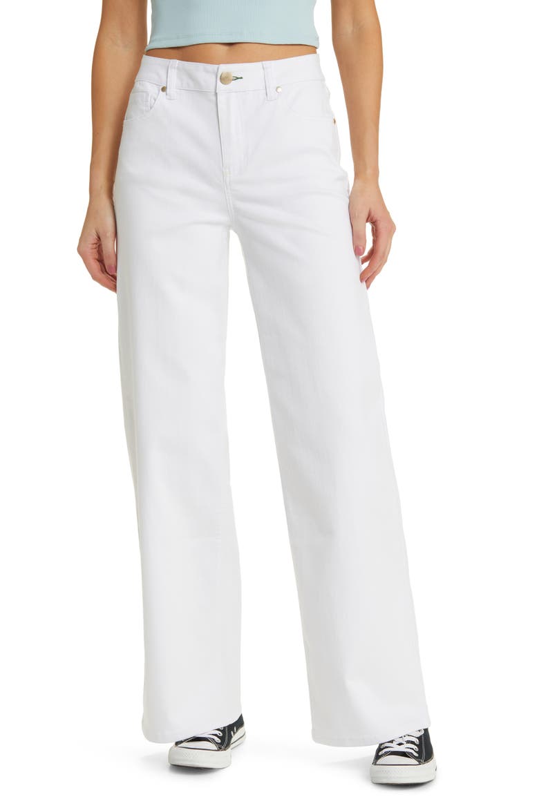 High Waist Slim Wide Leg Jeans, Main, color, WHITE