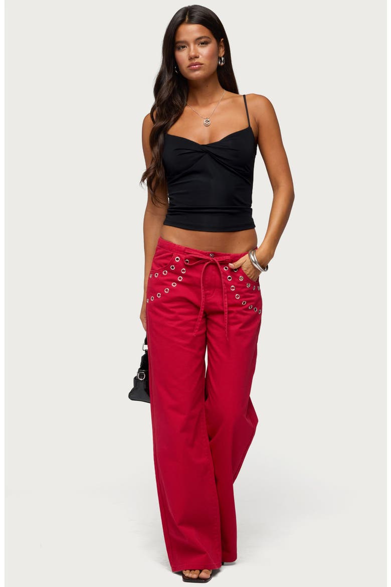 Pyper Twisted Twist Front Camisole, Alternate, color, BLACK