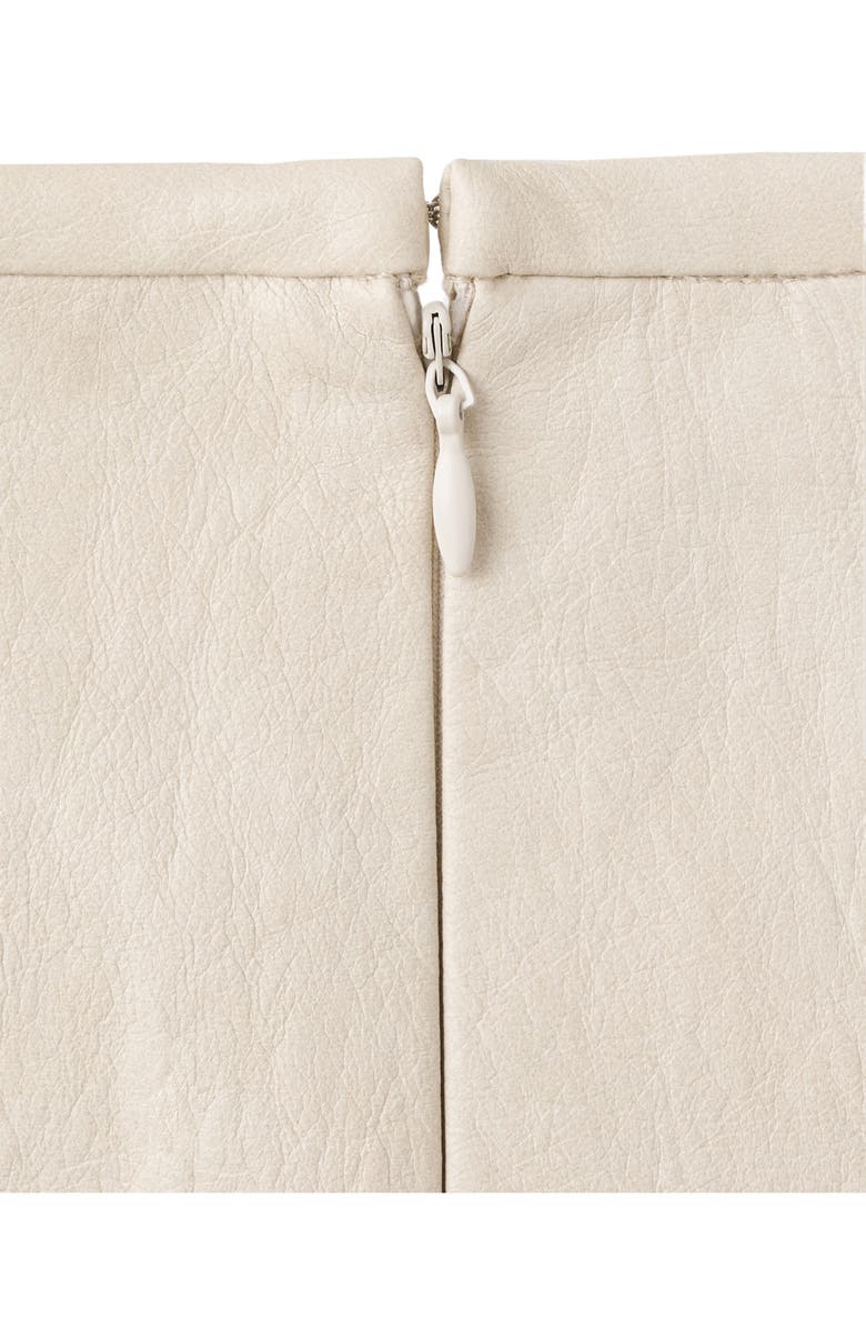 MANGO Sia Faux Leather Godet Skirt, Alternate, color, Ecru