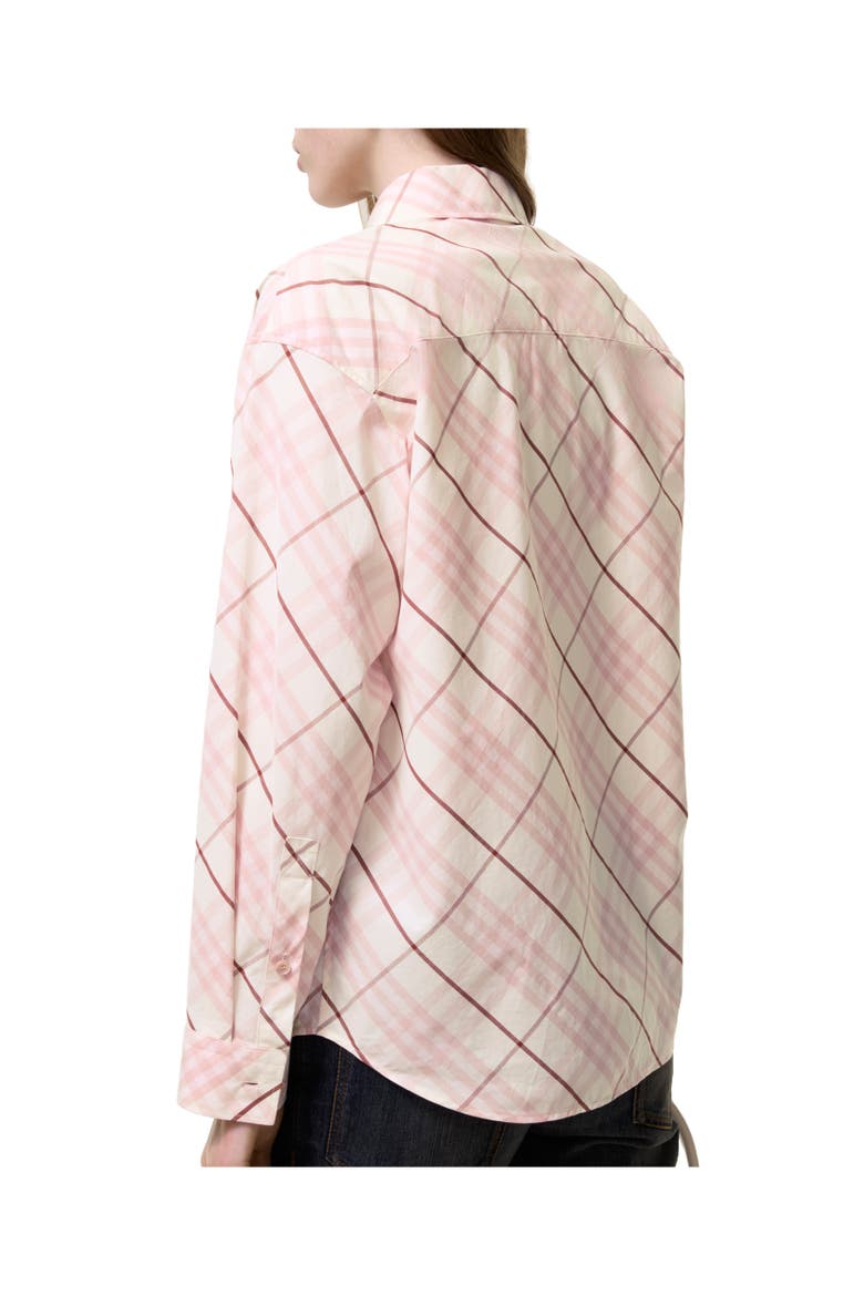 Relaxed Fit Check Cotton Shirt, Alternate, color, Flora pink