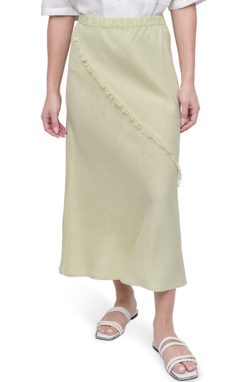 Shop Dkny Linen Midi Skirt In Tea Green