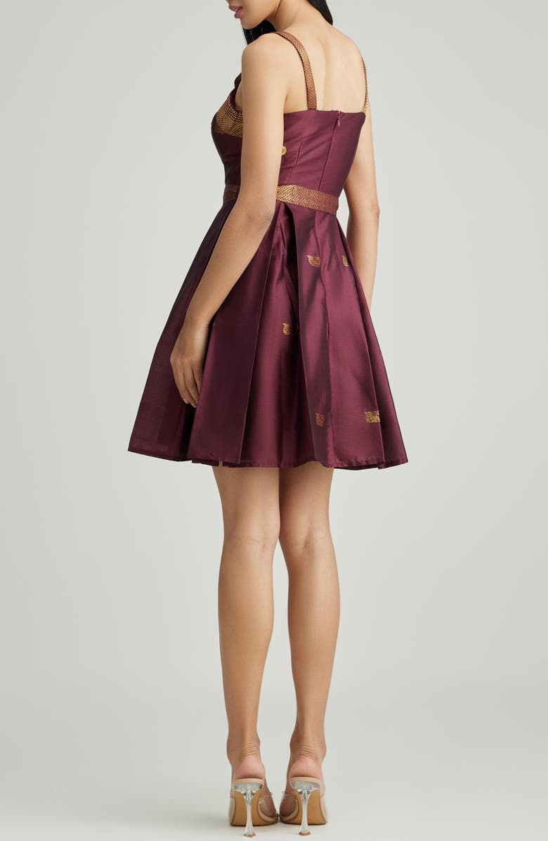 holiCHIC Gianna Fit & Flare Silk Dress, Alternate, color, Brown