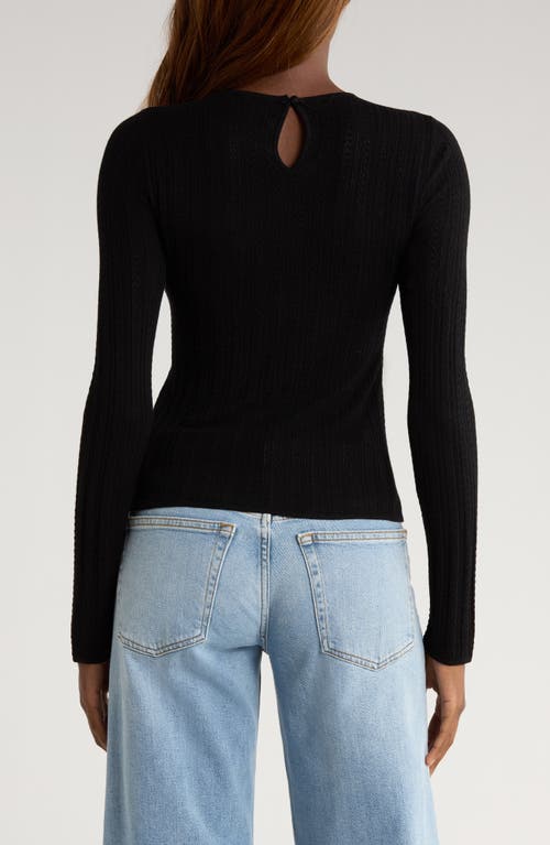 Paige Alis Pointelle Knit Top In Black