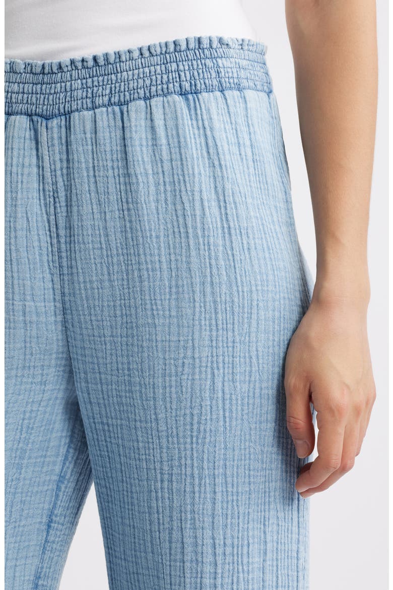 Cairo Smock Waist Cotton Pants, Alternate, color, BLUE ACID WASH