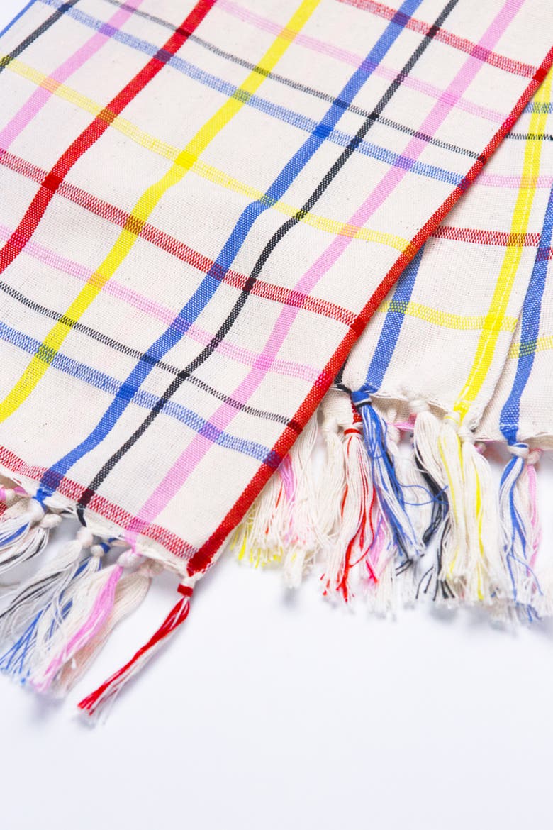 Vera Plaid Handwoven Cotton Kitchen Towel, Alternate, color, White