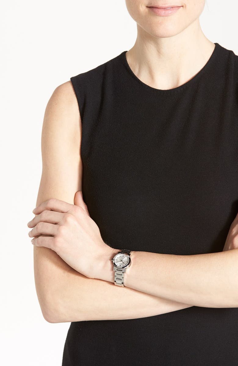 Burberry Small Check Stamped Bracelet Watch, 26mm, Alternate, color, 