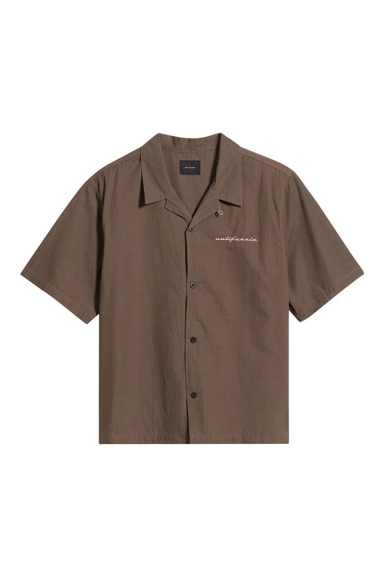 CA Embroidered Camp Shirt, Main, color, BROWN
