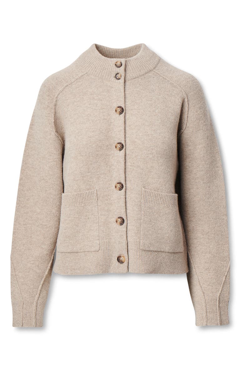 rag & bone Bridget Mock Neck Wool Blend Cardigan, Alternate, color, Taupe