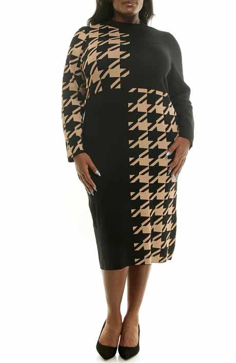 Nina Leonard Long Sleeve Jacquard Sheath Dress